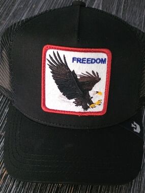 Black Freedom Eagle Patch Trucker Hat